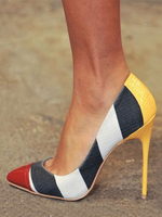 Attraktive High Heels aus für Straßen-Style Pumps mit Farbblock in Rot für Damen