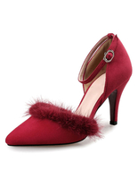 Attraktive High Heels aus Frottierstoff mit Pelzimitat handgemacht