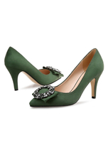 Attraktive High Heels aus Kord mit Kunstdiamanten im Slip-On Style Pumps 8cm und Stilettos für Damen