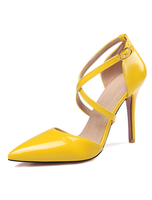 Attraktive High Heels aus Lack-PU kreuz und quer mit justierbarem Band