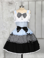 Attraktives Lolita Träger Kleid mit Schleifen und Farbblock