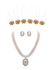 Aufwendiges Kunstperle Brautschmuck Set in Weiß mit Ohrringen und Halskette und Kopfschmuck
