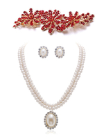 Aufwendiges Strass Schmuck Set für Braut in Golden mit Ohrringen und Halskette und Kopfschmuck