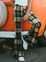 Ausgebreitet Bein Hose 2021 Plaid Hoch Tailliert Bell Bottom Hose Für Damen
