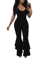 Ausgestellte Bein Overall geschichteten Rüschen einteiliges Outfit