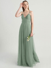 Avocado Green Abendkleid Ärmellose A-Linie V-Ausschnitt Matt Satin Bodenlange Plissee Social Party Kleider