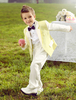 Baby Jungen Suit Set Kinder Hochzeit Smoking gelbe Jacke Hosen Shirts Fliege 4 Stück Ringträger Anzüge