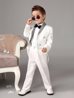 Baby Jungen Suit Weiß Kinder Hochzeit Smoking Set Jacke Hosen Shirts Fliege 4 Stück Ring Bearer Suits