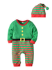 Baby Weihnachtspyjamas Outfits gestreifte Kinderstrampler mit Hut Faschingskostüme