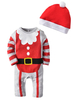 Baby Weihnachtspyjamas Outfits gestreifte Weihnachtsmann mit Hut Faschingskostüme
