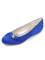 Ballerina aus Satin mit Kunstdiamanten Round Toe Strasssteine Satin Braut Wohnungen