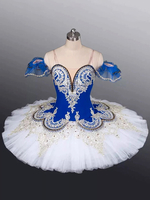 Ballett-Tanzkostüme blau für Damen Kinder Ballerina Rüschen Spitze Polyester Tanzkleidung