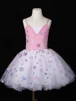 Ballett-Tanzkostüme hellhimmelblau für Mädchen Ballerina Pailletten Rüschen Spitze Polyester Performance-Kleidung