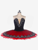 Ballett-Tanzkostüme rot für Erwachsene Kinder Ballerina Rüschen Spitze Polyester Tanzkleidung