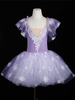 Ballett-Tanzkostüme violett für Damen Kinder Ballerina Rüschen Spitze Blumendruck Polyester-Kleid Tanzkleidung