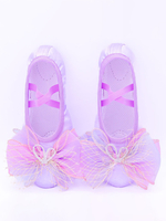 Ballett Tanzschuhe Frau Lila Runde Zehe Blumen Tanzschuhe