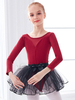Ballettkleid Rot Damen Kinder Tänzerin Schleifen Plissee Farbblock Plissee Baumwollmischung Overall Set Tanzkleidung