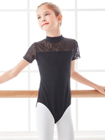 Ballettkleid Schwarz Damen Kinder Ballerina Spitze Plissee Artwork Rückenfreier Overall aus Baumwollmischung Jumpsuit Performance Wear