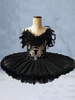 Ballettkleid Schwarz Mädchen Kinder Ballerina Federn Rüschen Spitze Polyester Kleid Tanzkleidung