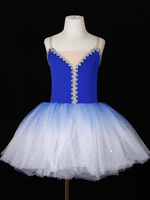 Ballettkleid tiefblau Mädchen Erwachsene Ballerina Pailletten Spitze Spitze Polyester Kleid Set Tanzkleidung