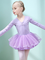 Balletttanzkostüme Lavendel Damen Kindertänzer Ausgeschnittene Rüschen Kunstwerk Plissee Baumwollmischung Kleid Tunika Tanzkleidung