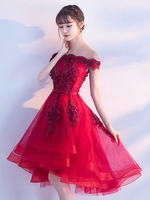 Ballkleid abiballkleid 2021 Abendkleid für Homecoming mit Carmenausschnitt Tüll A-Linie- und Spitzen und Hellrosa Abschlusskleider