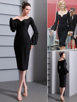 Ballkleid abiballkleid 2021 Chiffon Promi Kleid 2021 Etui-Abendkleid mit U-Halsausschnitt in Schwarz Kleider für Hochzeitsgäste