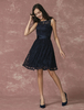 Ballkleid abiballkleid 2021 niedliches Cocktailkleid aus mit Rundkragen und Gürtel senkrecht in Dunkelblau