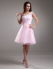 Ballkleid abiballkleid 2021 rosa Homecoming Kleid One-Shoulder-Spitze Tüll-Kleid Kleider für Hochzeitsgäste