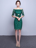 Ballkleid abiballkleid 2021 schickes Cocktailkleid 2021 aus Spitze mit Carmenausschnitt und Spitzen