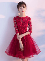 Ballkleid abiballkleid 2022 Abendkleid für Homecoming mit Rundkragen Spitze Prinzessin und Spitzen in Hellgrau
