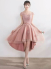Ballkleid abiballkleid 2022 modisches Abendkleid für Homecoming mit Rundkragen Tüll A-Linie- und Gürtel in Hellrosa