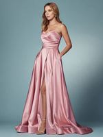 Ballkleid 2025 A-Linie herzförmiger Ausschnitt Satin ärmellose Taschen Partykleider