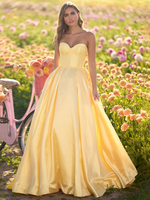 Ballkleid A-Linie herzförmiger Ausschnitt Satinstoff ärmellos plissiert Partykleider