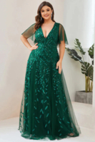 Ballkleid A-Linie V-Ausschnitt Spitze ärmellos Hochzeitsgästekleider