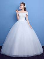 Ballkleid Brautkleid Prinzessin Silhouette Bodenlang Bateau Neck Kurzarm Applique Tüll Brautkleider