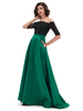 Ballkleid Hunter Green A-Linie Bateau Neck Tüll Kurzarm Langarm Perlen Langes Kleid Festzug Kleider