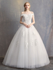 Ballkleid Prinzessin Brautkleider aus der Schulter Spitze Perlen Quasten Ivory Brautkleid