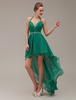 Ballkleider A-Linie- Ball kleider Dunkelgrün Hochzeit Chiffon Homecoming Kleider ärmellos mit Halter und hoher Taillenlinie