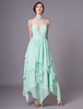 Ballkleider A-Linie- Ball kleider Mintgrün Hochzeit Chiffon Homecoming Kleider ärmellos Halskragen natürliche Taillenlinie