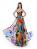 Ballkleider A-Linie- Ball kleider Orange rot Hochzeit Chiffon Abendkleider ärmellos Formelle Kleider viereckiger Ausschnitt natürliche Taillenlinie