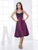 Ballkleider A-Linie- Ball kleider Pflaume Hochzeit Taft Cocktailkleider ärmellos Formelle Kleider mit Halter natürliche Taillenlinie