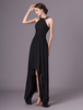 Ballkleider A-Linie- Ball kleider Schwarz Hochzeit Chiffon Cocktailkleider ärmellos Formelle Kleider mit Halter und Reißverschluss