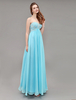 Ballkleider A-Linie- Ball kleider Wasserblau Hochzeit Chiffon Abendkleider ärmellos Formelle Kleider Herz-Ausschnitt bodenlang