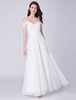 Ballkleider A-Linie- Ball kleider Weiß Hochzeit Chiffon Abendkleider Chiffon Kurzarm Formelle Kleider viereckiger Ausschnitt mit Reißverschluss