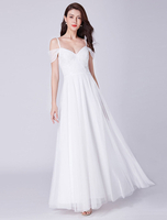 Ballkleider A-Linie- Ball kleider Weiß Hochzeit Chiffon Abendkleider Chiffon Kurzarm Formelle Kleider viereckiger Ausschnitt mit Reißverschluss