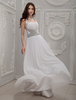 Ballkleider A-Linie- Ball kleider Weiß Hochzeit Chiffon Abendkleider Chiffon ärmellos Formelle Kleider mit Halter natürliche Taillenlinie