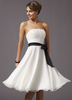 Ballkleider A-Linie- Ball kleider Weiß Hochzeit Chiffon Homecoming Kleider ärmellos Formelle Kleider trägerlos mit hoher Taillenlinie