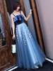 Ballkleider Babyblau Ball kleider Velours Hochzeit A-Linie- Abendkleider bodenlang viereckiger Ausschnitt ärmellos Formelle Kleider mit Schnürung