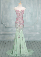 Ballkleider Ball kleider Chiffon Mermaid- mit Schleppe Herz-Ausschnitt ärmellos Formelle Kleider und Reißverschluss natürliche Taillenlinie